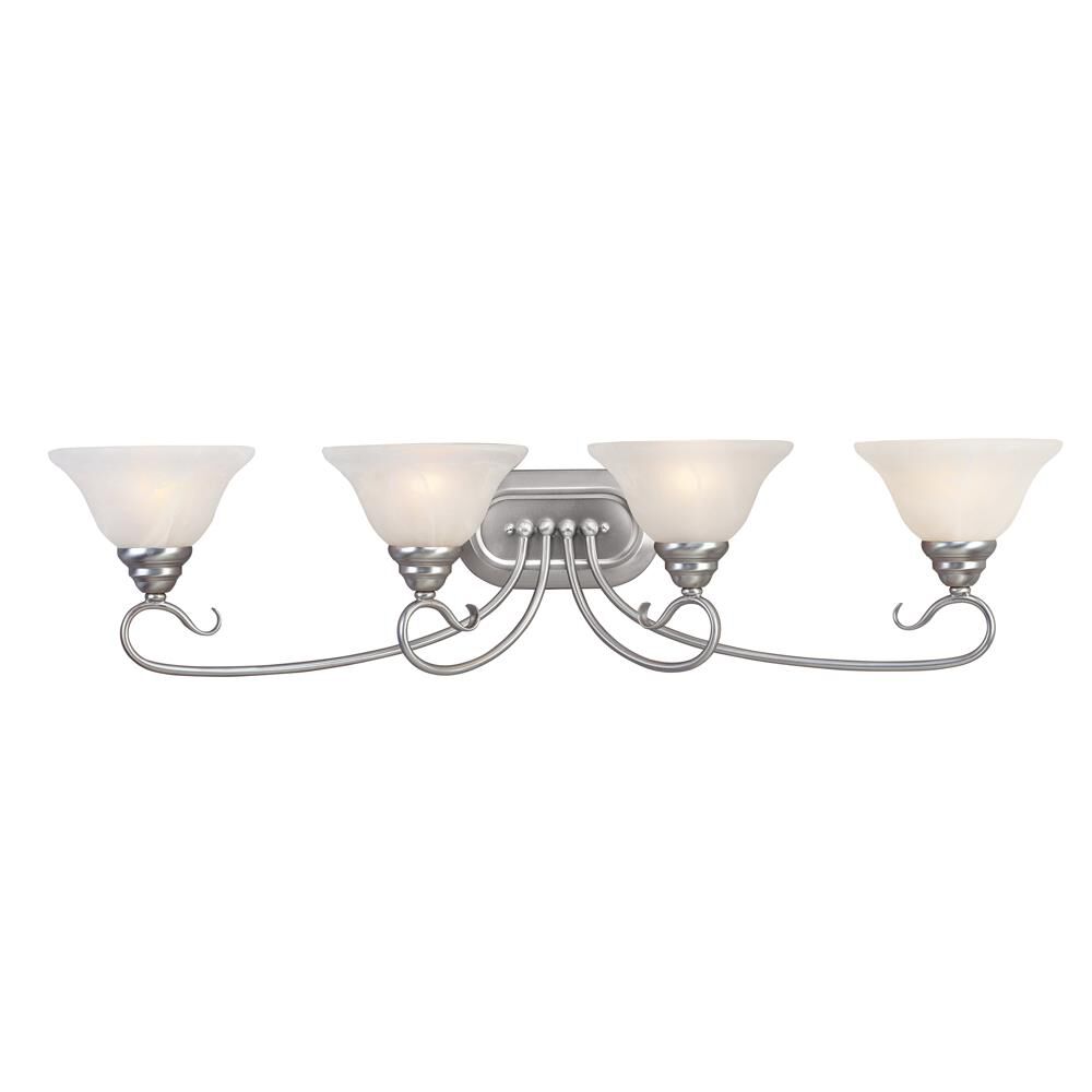 Shown in Brushed Nickel finish and White Alabaster glass